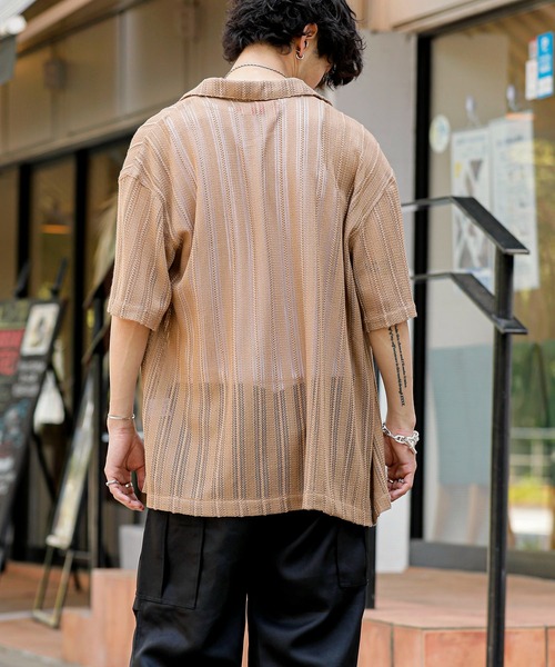 ADMIX/ATELIER SAB MEN（アドミックスアトリエサブメン）の「【Hollywood Rich.&】透かしメッシュレース / オープンカラー シャツ（シャツ/ブラウス・メンズ・ホワイト/ブラック/ベージュ・48/50/52）」の9枚目の写真