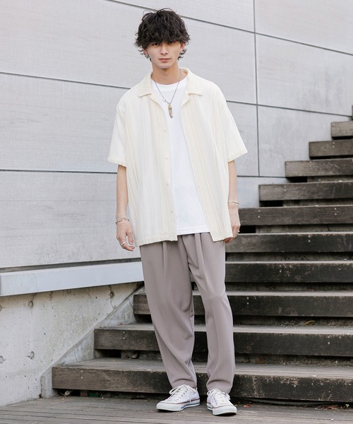 ADMIX/ATELIER SAB MEN（アドミックスアトリエサブメン）の「【Hollywood Rich.&】透かしメッシュレース / オープンカラー シャツ（シャツ/ブラウス・メンズ・ホワイト/ブラック/ベージュ・48/50/52）」の7枚目の写真