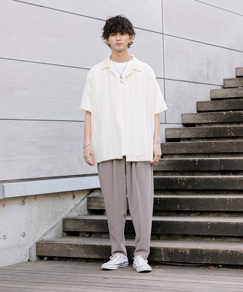 ADMIX/ATELIER SAB MEN（アドミックスアトリエサブメン）の「【Hollywood Rich.&】透かしメッシュレース / オープンカラー シャツ（シャツ/ブラウス・メンズ・ホワイト/ブラック/ベージュ・48/50/52）」の12枚目の写真