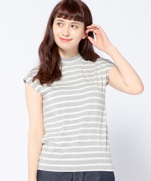 Another Edition(アナザーエディション)の「ハイネックボーダーネックプルオーバー/AEBC B/N BORDER PO◆(Tシャツ/カットソー・レディース・ライトグレー/ネイビー/ロイヤルブルー・フリー)」の2枚目の写真