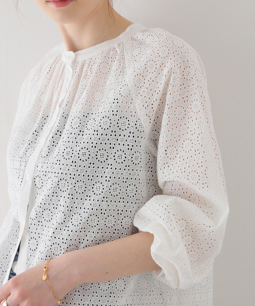 La TOTALITE(ラトータリテ)の「アイレットバンドカラーシャツ(シャツ/ブラウス・レディース・ホワイト/ブラック・FREE)」の14枚目の写真