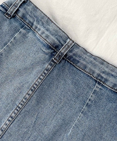 SPIGA（スピーガ）の「ｻｲﾄﾞｼｬｰﾘﾝｸﾞｽｶｰﾄ風ｼｮｰﾄﾊﾟﾝﾂ（デニムパンツ