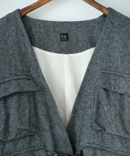 RYU（リュー）の「cotton tweed nomad jacket（ノーカラージャケット