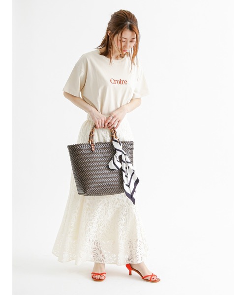 Te chichi（テチチ）の「ウレタン刺繍ロゴTシャツ（Tシャツ/カットソー・レディース・ブラウン/ベージュ/オフホワイト・ﾌﾘ-）」の7枚目の写真