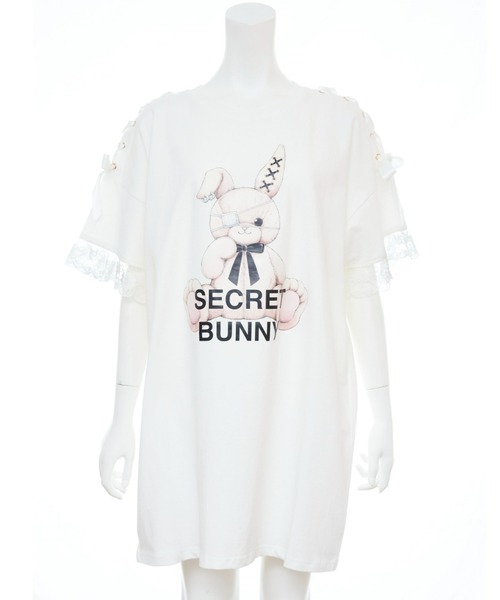肩レースアップうさぎプリントTシャツ（Tシャツ/カットソー）｜Secret Honey（シークレットハニー） 7,590円