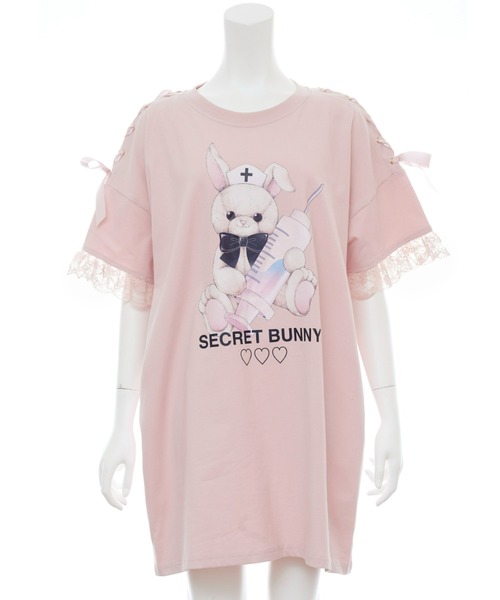 Secret Honey(シークレットハニー)の「肩レースアップうさぎプリントTシャツ(Tシャツ/カットソー・レディース・キナリ/ピンク/ブラック系その他/オフホワイト/ライトピンク/ブラック・FREE)」の14枚目の写真