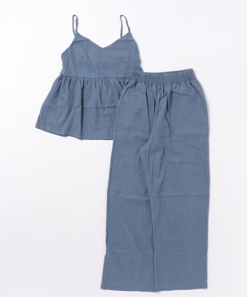 N.s(エヌドットエス)の「デニムキャミワンピース+ワイドパンツセットアップ(セットアップ・レディース・インディゴブルー/ライトブルー/ブラック・FREE)」の15枚目の写真