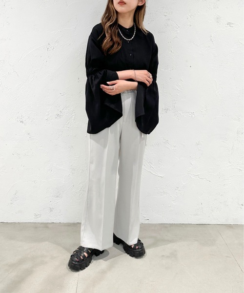 apres jour mignon（アプレジュールミニョン）の「オープンショルダー袖スリットブラウス【ZOZOTOWN限定アイテム】（シャツ/ブラウス・レディース・ホワイト系その他/ブラック/グレー/ブラック系その他・X-LARGE/フリー）」の16枚目の写真