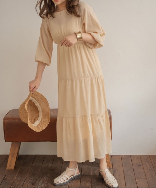 Ambre Neige（アンブルネージュ）の「ティアードＡラインワンピース／【WEB/EC限定商品】（ワンピース・レディース・ブラック/アイボリー・FREE）」の8枚目の写真