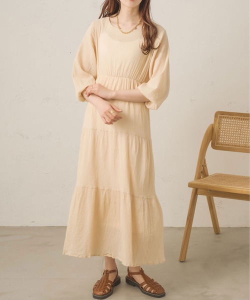 Ambre Neige（アンブルネージュ）の「ティアードＡラインワンピース／【WEB/EC限定商品】（ワンピース・レディース・ブラック/アイボリー・FREE）」の19枚目の写真