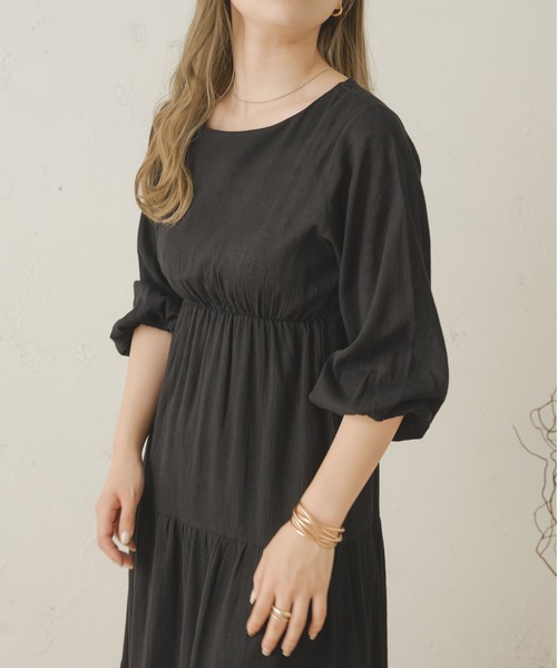 Ambre Neige（アンブルネージュ）の「ティアードＡラインワンピース／【WEB/EC限定商品】（ワンピース・レディース・ブラック/アイボリー・FREE）」の14枚目の写真