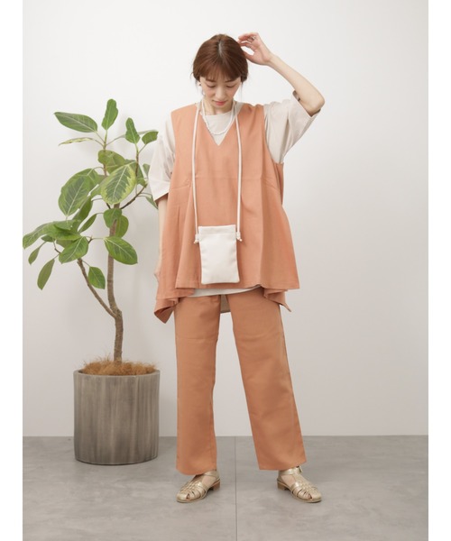 Lugnoncure（ルノンキュール）の「リネンブレンドジレ（ベスト・レディース・ネイビー/オレンジ/オフホワイト・F）」の6枚目の写真