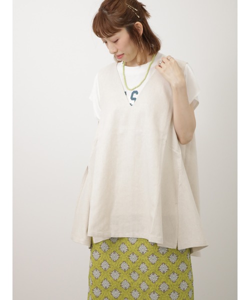 Lugnoncure（ルノンキュール）の「リネンブレンドジレ（ベスト・レディース・ネイビー/オレンジ/オフホワイト・F）」の14枚目の写真