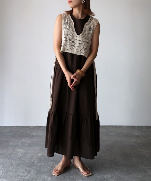 Riberry（リベリー）の「かぎ編みレースビスチェ（ベスト・レディース・アイボリー/オフホワイト・MEDIUM）」の9枚目の写真