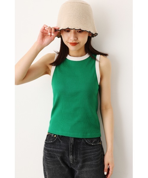 RODEO CROWNS WIDE BOWL（ロデオクラウンズワイドボウル）の「バイカラータンクトップ（タンクトップ・レディース・アイボリー/グリーン/ブルー・FREE）」の3枚目の写真