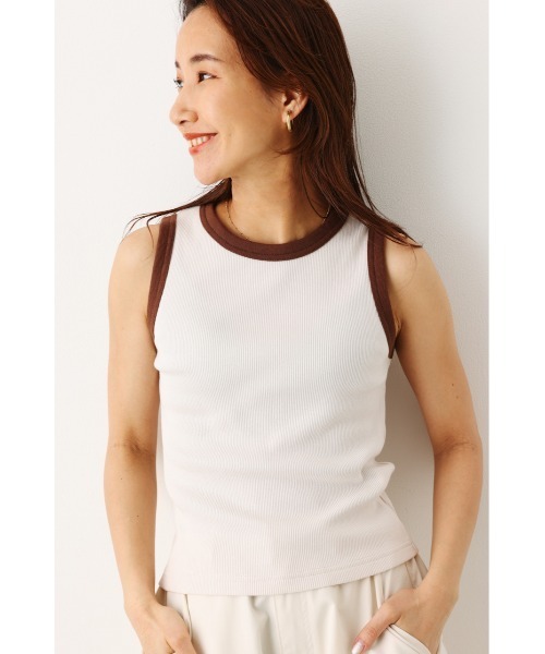 RODEO CROWNS WIDE BOWL（ロデオクラウンズワイドボウル）の「バイカラータンクトップ（タンクトップ・レディース・アイボリー/グリーン/ブルー・FREE）」の2枚目の写真