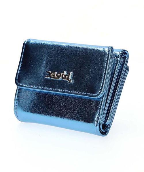 X-girl（エックスガール）の「＊METALLIC FAUX LEATHER MINI WALLET（財布・レディース・シルバー/ライトブルー/ピンク・ONE SIZE）」の2枚目の写真
