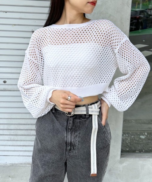 OLIVE des OLIVE(オリーブデオリーブ)の「ダブルフロントメッシュカーディガン 1031050250(カーディガン/ボレロ・レディース・ラベンダー/アイボリー/ブラック/オフホワイト・FREE)」の2枚目の写真