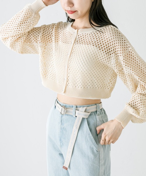 OLIVE des OLIVE(オリーブデオリーブ)の「ダブルフロントメッシュカーディガン 1031050250(カーディガン/ボレロ・レディース・ラベンダー/アイボリー/ブラック/オフホワイト・FREE)」の3枚目の写真