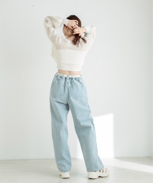 OLIVE des OLIVE(オリーブデオリーブ)の「ダブルフロントメッシュカーディガン 1031050250(カーディガン/ボレロ・レディース・ラベンダー/アイボリー/ブラック/オフホワイト・FREE)」の7枚目の写真