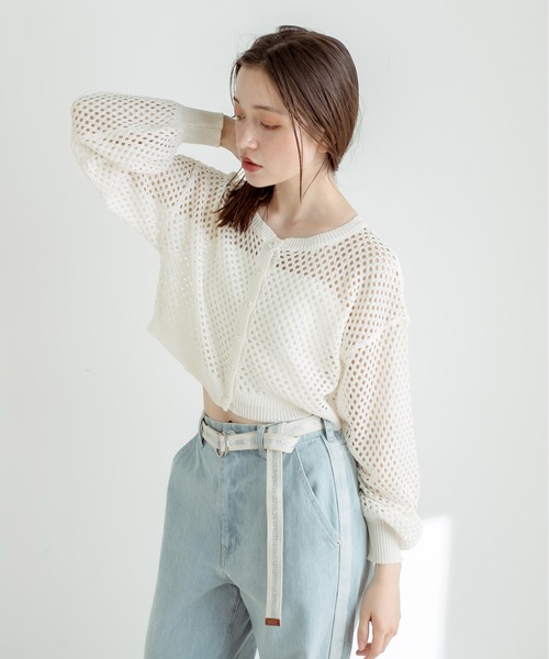 OLIVE des OLIVE(オリーブデオリーブ)の「ダブルフロントメッシュカーディガン 1031050250(カーディガン/ボレロ・レディース・ラベンダー/アイボリー/ブラック/オフホワイト・FREE)」の8枚目の写真