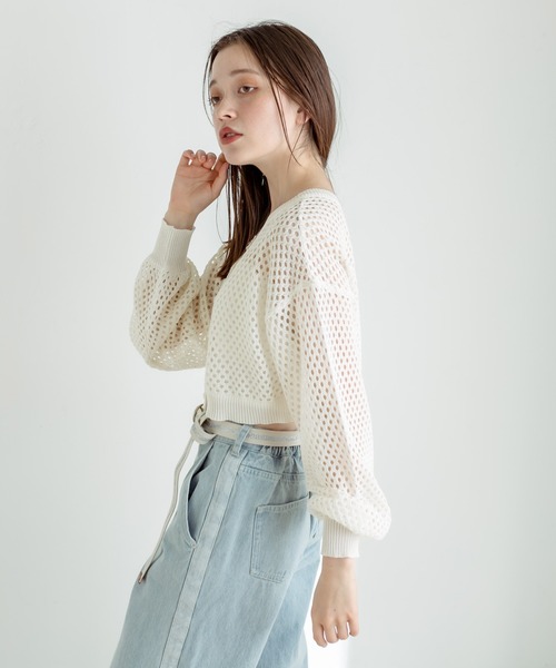 OLIVE des OLIVE(オリーブデオリーブ)の「ダブルフロントメッシュカーディガン 1031050250(カーディガン/ボレロ・レディース・ラベンダー/アイボリー/ブラック/オフホワイト・FREE)」の9枚目の写真