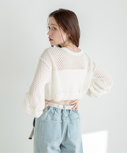 OLIVE des OLIVE(オリーブデオリーブ)の「ダブルフロントメッシュカーディガン 1031050250(カーディガン/ボレロ・レディース・ラベンダー/アイボリー/ブラック/オフホワイト・FREE)」の10枚目の写真