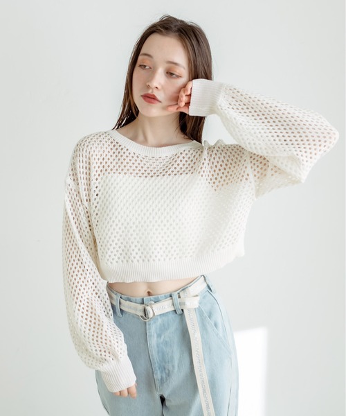 OLIVE des OLIVE(オリーブデオリーブ)の「ダブルフロントメッシュカーディガン 1031050250(カーディガン/ボレロ・レディース・ラベンダー/アイボリー/ブラック/オフホワイト・FREE)」の11枚目の写真