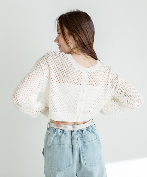OLIVE des OLIVE(オリーブデオリーブ)の「ダブルフロントメッシュカーディガン 1031050250(カーディガン/ボレロ・レディース・ラベンダー/アイボリー/ブラック/オフホワイト・FREE)」の13枚目の写真