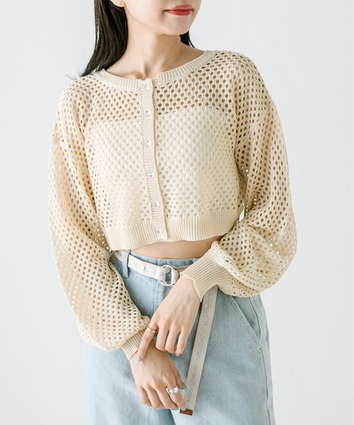 OLIVE des OLIVE(オリーブデオリーブ)の「ダブルフロントメッシュカーディガン 1031050250(カーディガン/ボレロ・レディース・ラベンダー/アイボリー/ブラック/オフホワイト・FREE)」の18枚目の写真