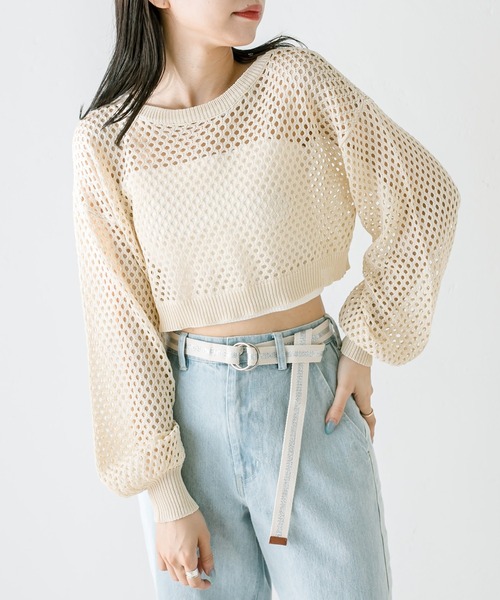 OLIVE des OLIVE(オリーブデオリーブ)の「ダブルフロントメッシュカーディガン 1031050250(カーディガン/ボレロ・レディース・ラベンダー/アイボリー/ブラック/オフホワイト・FREE)」の21枚目の写真