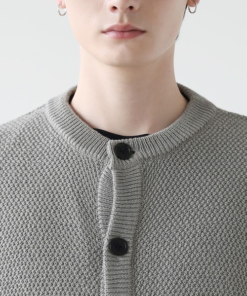 ETELIO(エテリオ)の「ビッグシルエット鹿の子編み5分袖サマーカーディガン(カーディガン/ボレロ・メンズ・ブルー/グレー/ブラック/ワイン・S/M/L)」の9枚目の写真