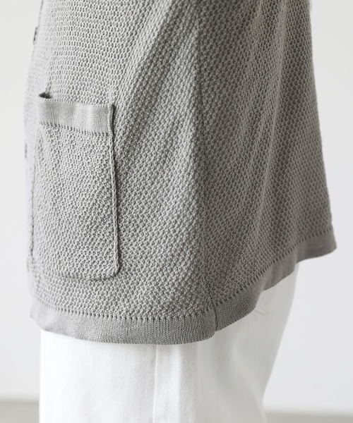 ETELIO(エテリオ)の「ビッグシルエット鹿の子編み5分袖サマーカーディガン(カーディガン/ボレロ・メンズ・ブルー/グレー/ブラック/ワイン・S/M/L)」の12枚目の写真
