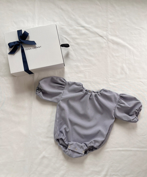 IENA ENFANT 黒チェック柄ロンパース  スタイ　セット BASIC】エトワールロゴ半袖ロンパース ボーダー baby(70cm-80cm