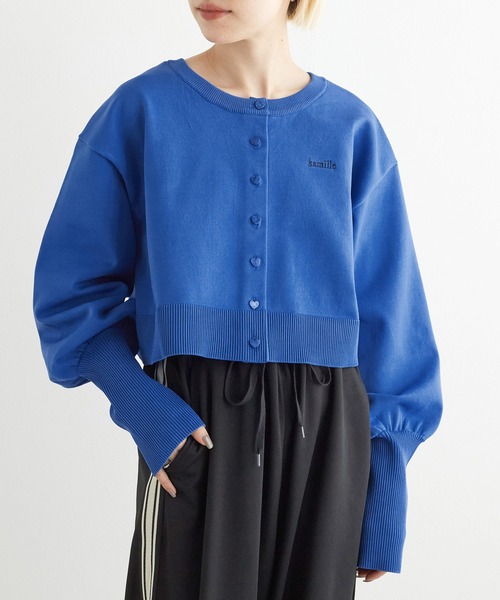 w closet(ダブルクローゼット)の「刺繍入りクルーネックカーディガン(カーディガン/ボレロ・レディース・オフホワイト/ブラック/ブルー/レッド・FREE)」の3枚目の写真
