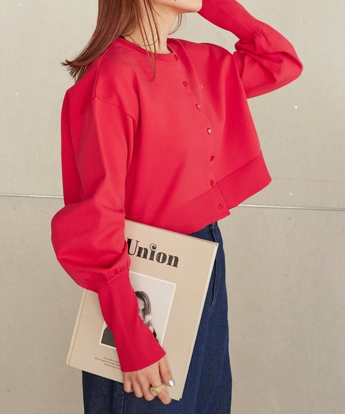 w closet(ダブルクローゼット)の「刺繍入りクルーネックカーディガン(カーディガン/ボレロ・レディース・オフホワイト/ブラック/ブルー/レッド・FREE)」の14枚目の写真