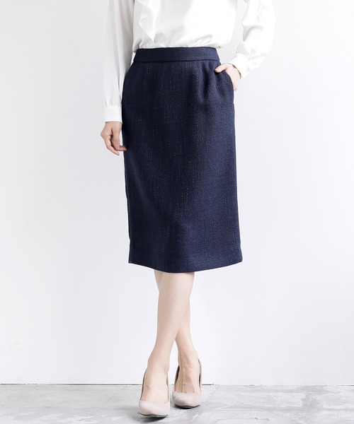 WHITE JOOLA（ホワイトジョーラ）の「【WEB限定！WHITEJOOLA】ツイードタイトスカート（スカート・レディース・ブラック/ネイビー/オフホワイト・S/M/L）」の3枚目の写真