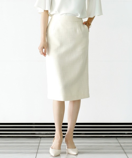 WHITE JOOLA（ホワイトジョーラ）の「【WEB限定！WHITEJOOLA】ツイードタイトスカート（スカート・レディース・ブラック/ネイビー/オフホワイト・S/M/L）」の6枚目の写真