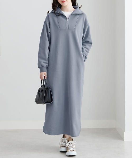 セール】ハーフジップ裏起毛ワンピース（ワンピース）｜CHAN ME