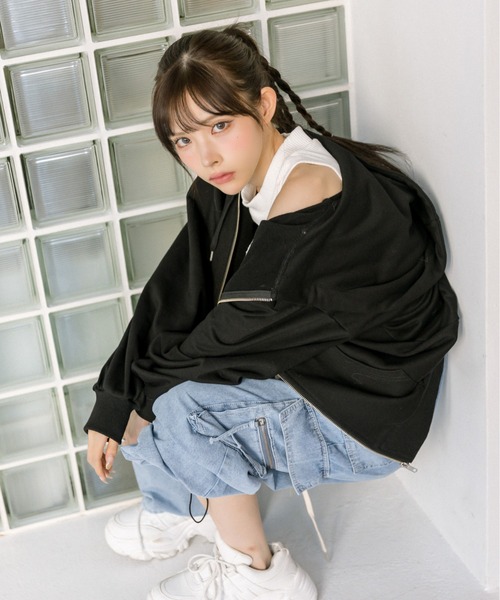 OLIVE des OLIVE(オリーブデオリーブ)の「BigZip パーカー 1032060150(パーカー・レディース・ピンク/ブラック/オートミール・FREE)」の18枚目の写真