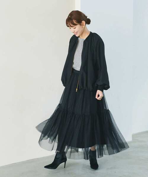 F by ROSSO（エフバイロッソ）の「F by ROSSO　キルトギャザーブルゾン（ブルゾン・レディース・ブラック/グレー・FREE）」の3枚目の写真