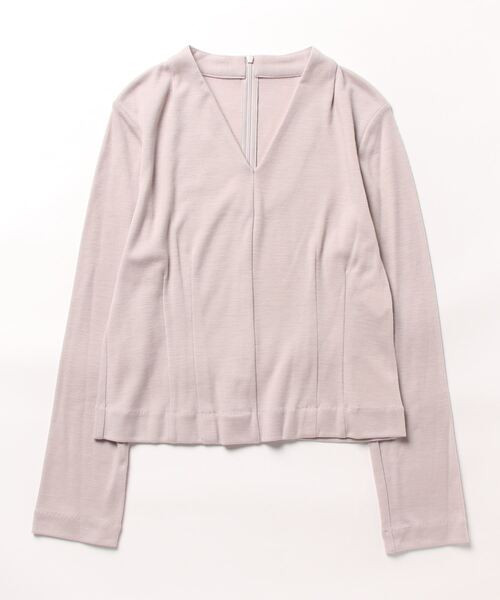 ANAYI（アナイ）の「ウールジャージーVネックプルオーバー（Tシャツ/カットソー・レディース・ブラック/グリーン/ピンク・38/36）」の7枚目の写真