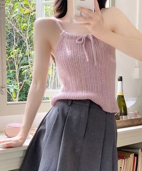 leune(ルネ)の「リボンニットキャミ×クロップドカーディガンセット(カーディガン/ボレロ・レディース・ピンク/ベージュ・FREE)」の19枚目の写真