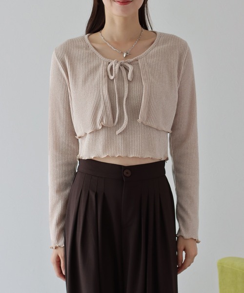 BLUEEAST(ブルーイースト)の「リボンカーディガン&キャミSET(アンサンブル・レディース・ブラック/ベージュ/アイボリー・MEDIUM)」の18枚目の写真