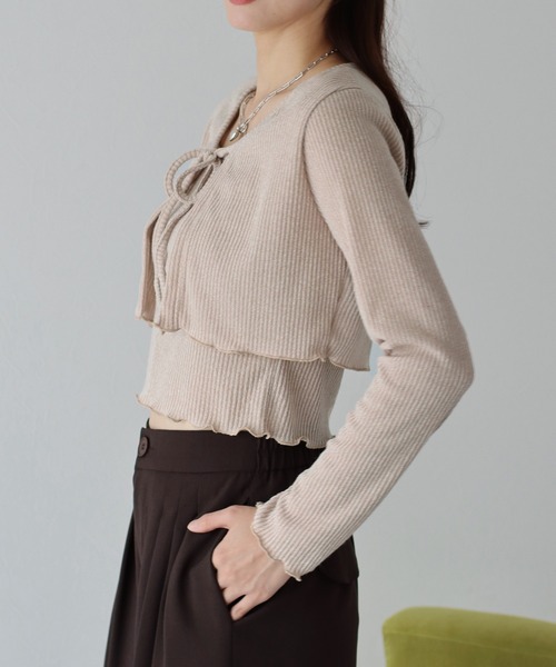 BLUEEAST(ブルーイースト)の「リボンカーディガン&キャミSET(アンサンブル・レディース・ブラック/ベージュ/アイボリー・MEDIUM)」の14枚目の写真