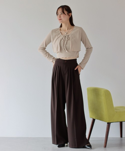 BLUEEAST(ブルーイースト)の「リボンカーディガン&キャミSET(アンサンブル・レディース・ブラック/ベージュ/アイボリー・MEDIUM)」の16枚目の写真