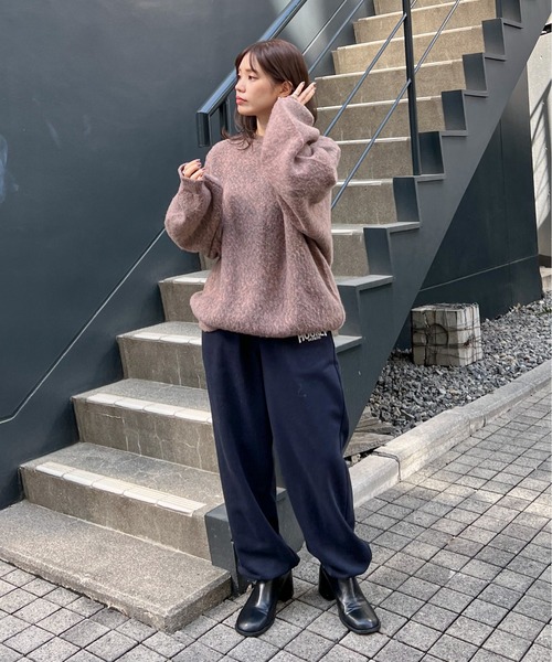 ハンドウォッシャブル】メランジジャガードカラービッグニット（ニット