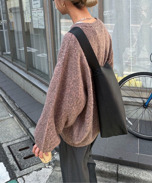 feepur(フェピュール)の「【ハンドウォッシャブル】メランジジャガードカラービッグニット(ニット/セーター・レディース・パープル/レッド/ピンク/グリーン/オリーブ・MEDIUM)」の13枚目の写真