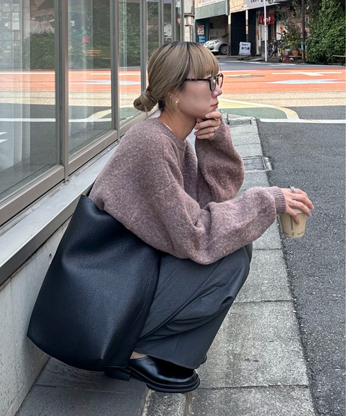 feepur(フェピュール)の「【ハンドウォッシャブル】メランジジャガードカラービッグニット(ニット/セーター・レディース・パープル/レッド/ピンク/グリーン/オリーブ・MEDIUM)」の16枚目の写真
