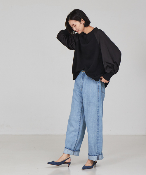 qualite（カリテ）の「フォルムスリーブコンビニット（ニット/セーター・レディース・キャメル/ブラック/アイボリー・フリー）」の7枚目の写真